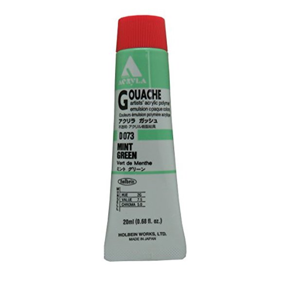 Holbein Acryla Gouache Artists Acrylic Polymer Emulsion, 20ml Mint Green (D073)