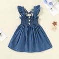 thumbnail image 2 of Younger Tree Baby Girl Dress Kid Summer Sleeveless Denim Beach Casual A-line Sundress for 2-3T, 2 of 6
