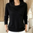 thumbnail image 2 of SEROYE Women's Ribbed Knit Sweaters Asymmetric Collar Solid Long Sleeve Casual Pullover Tops for Spring Fall (XL, Black), 2 of 7