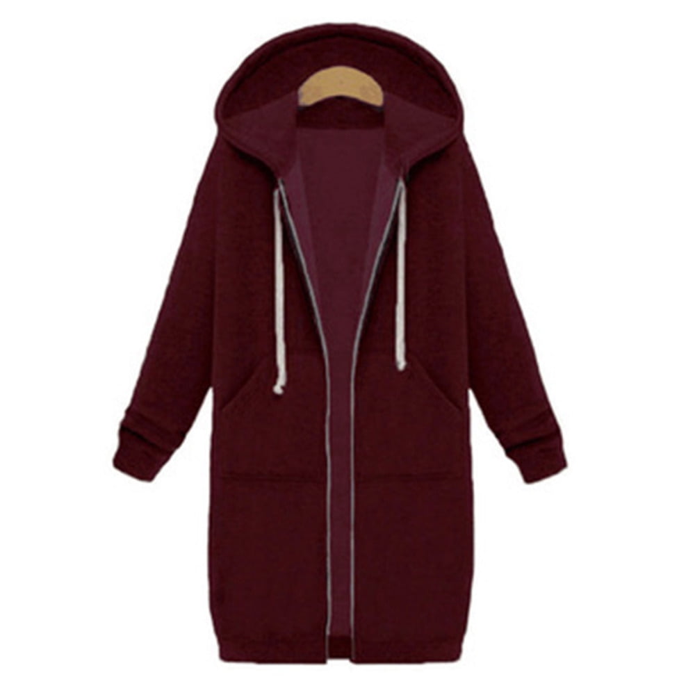 Womans Hooded Jacket with Midlength Plus Size Plush Jacket for Cold