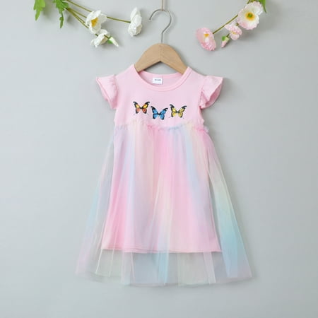 

Ichuanyi Toddler Dress Baby Girls Flying Sleeveless Girls Dress Pure Color Butterfly Kids Clothes