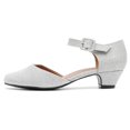 thumbnail image 3 of Zapatos LIURUIJIA Vestido de tacón bajo para mujer con correa en el tobillo plateado, 3 of 8