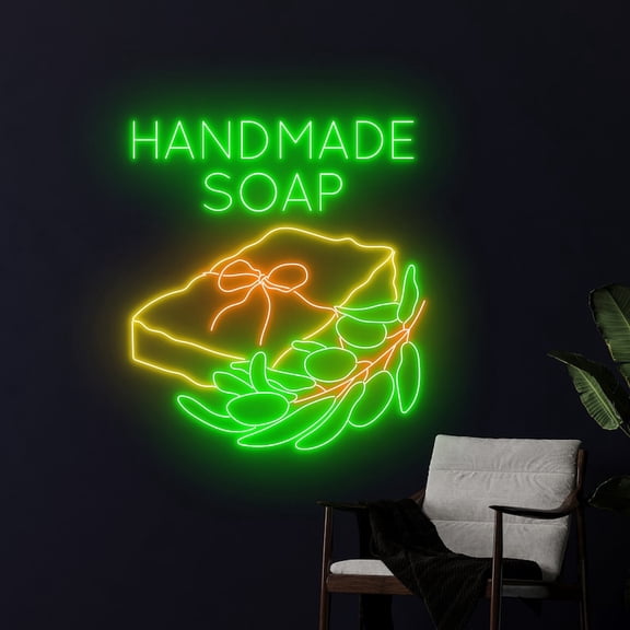 Handmadetneonsign Handmade Soap Neon Sign, Handmade Soap Room Neon Led Wall Art Decor, Soap Wall Decor