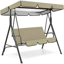 Outdoor Patio Swing Top Canopy Replacement 77''x49'' Porch Top Cover Waterproof Windproof Anti-UV Sun Shade 3 Seater Porch Swing Top Canopy Cover Awning Canopy Garden Furniture, Beige