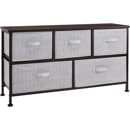 Extra Wide Fabric 5-Drawer Storage Organizer Unit for Closet, Bronze