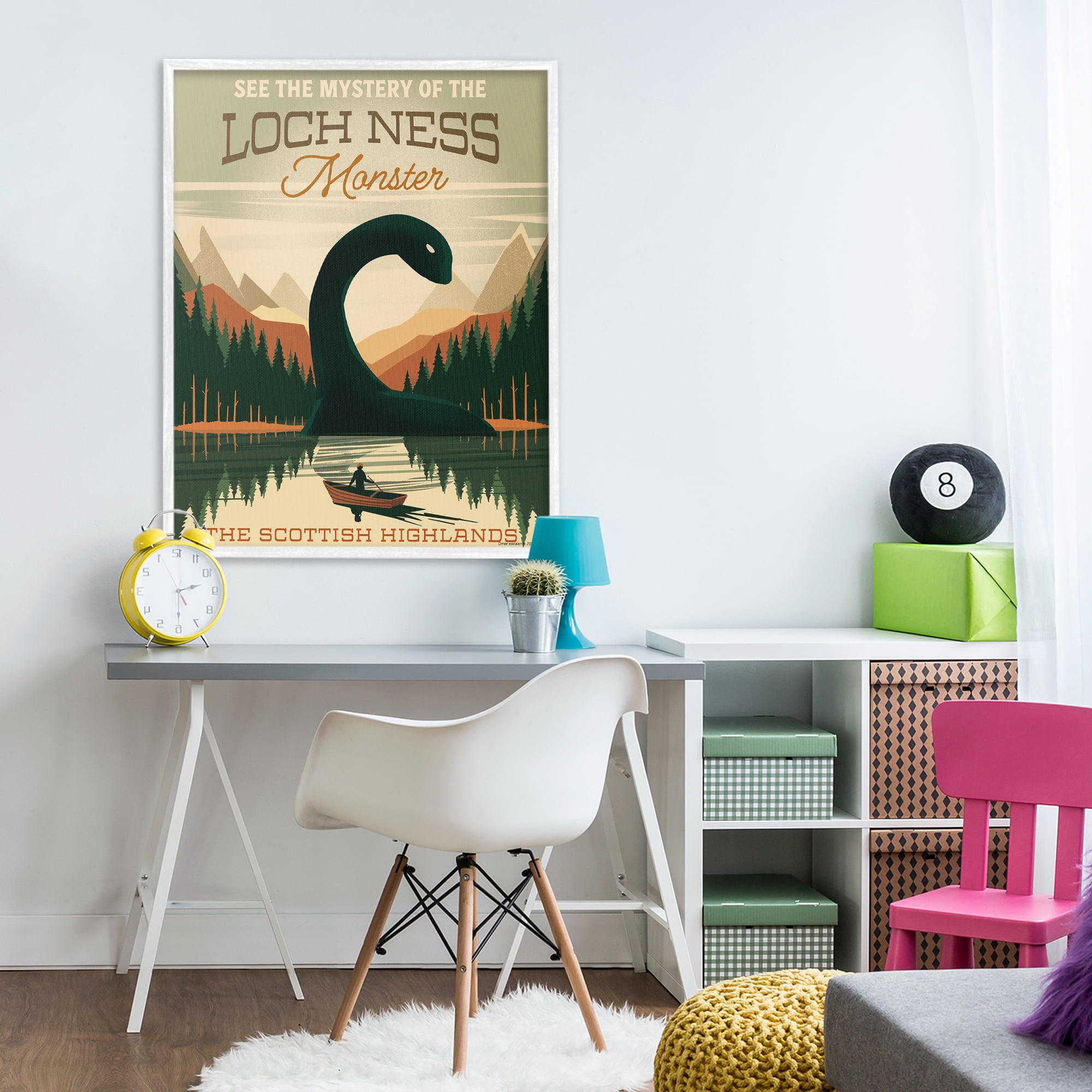 Stupell Industries Folklore Monster Tourism White Framed Giclee Art, design by Omar Escalante