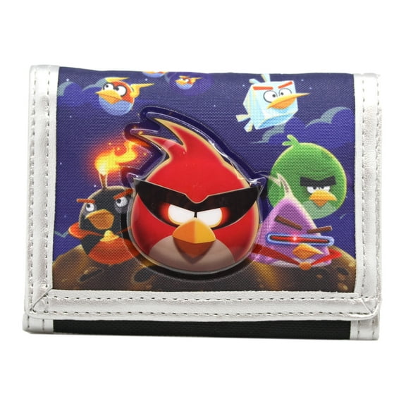 Angry Birds Space Silver Color Accented Tri-Fold Kids Wallet