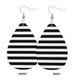 thumbnail image 2 of Black And White Stripe Leather Teardrop Earring Lightweight Drop Earrings For Women, 2 of 6