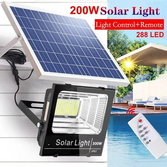 EROCK 200W LED Solar Floodlight Panel Street Lights Outdoor Waterproof Remote Control