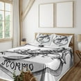 thumbnail image 2 of Ambesonne Zodiac Fitted & Top Sheet Set with Shams, Black and White Scorpio, Black White, 2 of 5