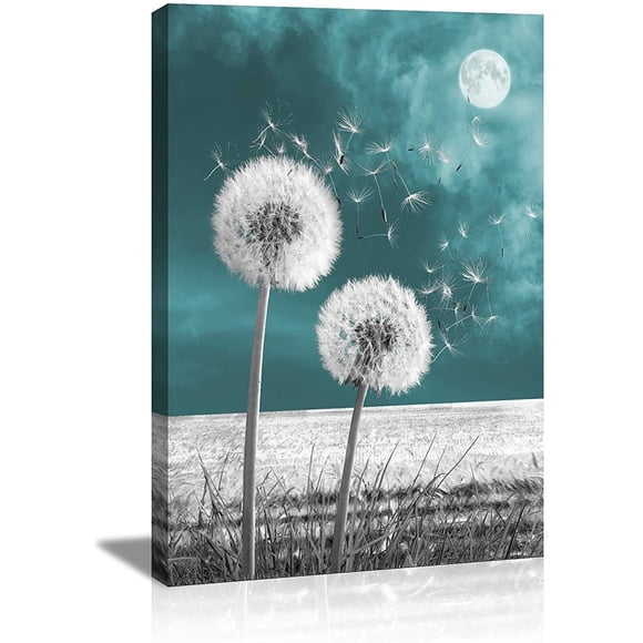 Dandelion wall art Painting Bathroom Decor Wall Art 12"x16"Canvas Print Picture for Living Room White Flower Flora Home Bedroom Decoration Modern Framed Artwork Decor