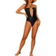 thumbnail image 2 of Traje de baño de una pieza con corte en la parte delantera y tirantes cruzados para mujer, monokini, color negro, talla M, 2 of 5