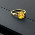 thumbnail image 4 of Gem Stone King 18K Yellow Gold Plated Silver Yellow Citrine and Red Created Ruby 3 Stone Ring for Women (2.43 Cttw, Oval 10X8MM, Gemstone November Birthstone, Size 6), 4 of 4