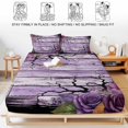 thumbnail image 5 of Queen Size Fitted Sheet Set - Halloween 3 Piece Bedding Sets 16" Deep Pocket Fitted Sheet with 2 Pillowcases, Fall Farmhouse Horror Floral Trees Wooden Purple Brushed Microfiber Hotel Bed Sheets, 5 of 9