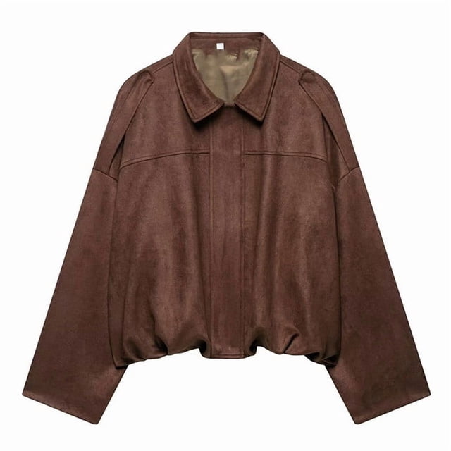 Manteau/veste Décontracté pour Femmes à Manches Zippées en Daim Texturé Sans Capuche