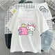 thumbnail image 1 of Camiseta feminina manga curta estampa desenho animado estilo de ruapangjing, 1 of 4