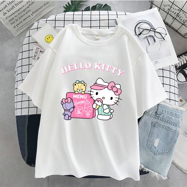 Camiseta feminina manga curta estampa desenho animado estilo de ruapangjing