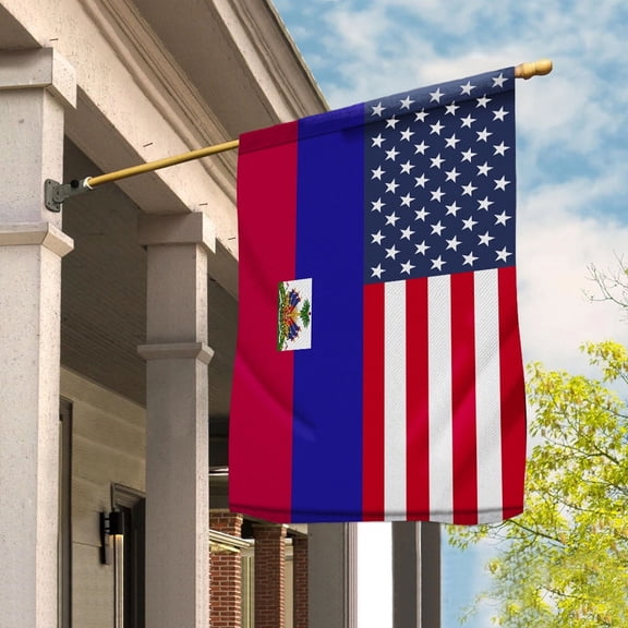 American Haiti Flag Haitian Friendship U.S.A Memorial Day Patriotic For Garden Flag, Double-Sided Decorative Outdoor Flag, Patriotic Polyester Yard Flag 12 x 18 in