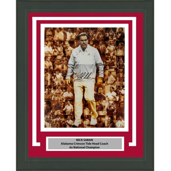 Framed Autographed/Signed Nick Saban Alabama Crimson Tide 16x20 College Football Photo PSA/DNA COA