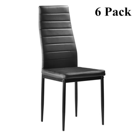 - Zimtown Set of 6 Dining Side Chairs PU Leather Elegant Design Home Furniture Black