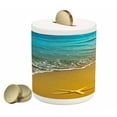thumbnail image 1 of Landscape Piggy Bank, Tropical Island Beach Caribbean Atlantic Ocean Scenery Art Print, Ceramic Coin Bank Money Box for Cash Saving, 3.6" X 3.2", Pale Blue and Marigold, by Ambesonne, 1 of 4