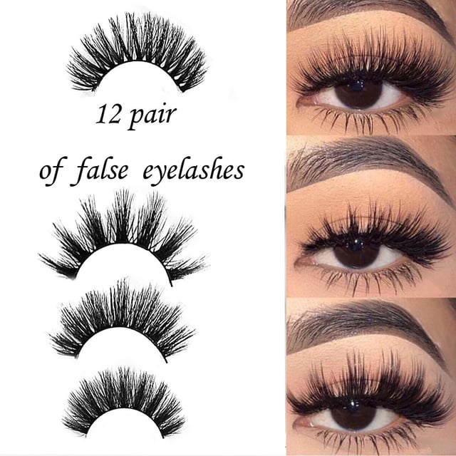 Fiudx Pestañas Postizas Naturales, 12 Pares de Pestañas Negras Gruesas, Cómodas para Cualquier Ocasión, Maquillaje de Ojos Espectacular, Uso Diario En Fiestas, Esenciales de Belleza Femenina, Guía de