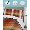thumbnail image 4 of Quilts Twin Size Bedding Set, Tartan Plaid Lightweight Quilted Comforter, Orange Red Autumn Gingham Vintage Check Soft Reversible Bedspread Coverlet with Pillow Covers for All Season, 68" x 86", 4 of 7