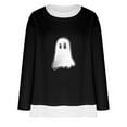 thumbnail image 4 of CLOISE Womens Halloween Shirts Fashion Halloween Ghost Graphic Tops Long Sleeve Scoop Neck Shirts Fake Two Piece Basic Tunic Comfy Blouses Party Outfits Winter Gift, 4 of 6