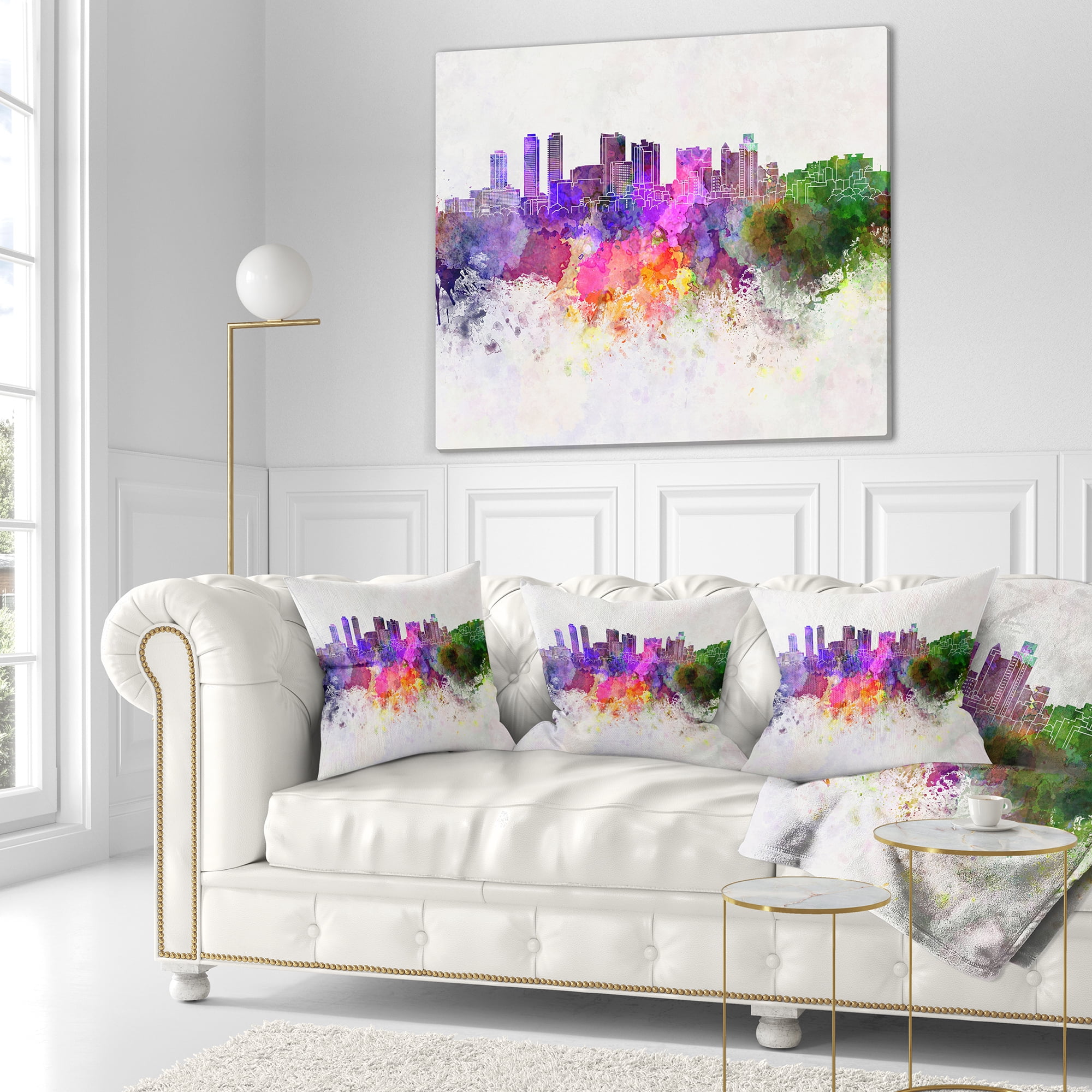 Designart Colombo Skyline - Cityscape Throw Pillow - 18x18