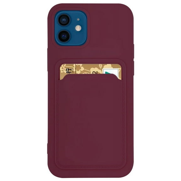 Silicone Card Holder Protection Case For iPhone 13 in Plum