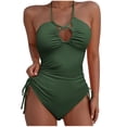 thumbnail image 2 of Wancir Women Solid Color Sexy Backless Strap Bikini Swimsuit Swim Tops Women for Beach/Pool, 2 of 3