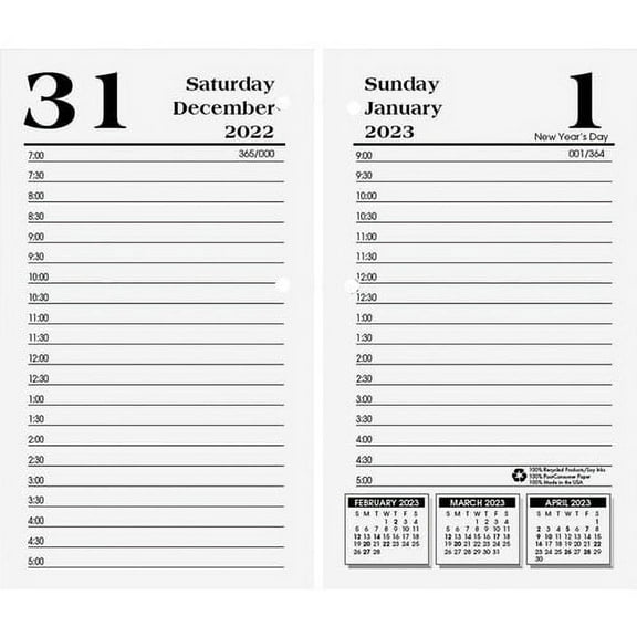 House of Doolittle No.17-Base Economy Calendar Refills Julian Dates - Daily - 1 Year - January 2022 till December 2022 - 7:00 AM to 5:00 PM - Half-hourly - 1 Day Single Page Layout 1 Day Double Page L