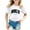 White, variant on Girls' graphic tee Girls Fashion Tees Casual Print Round Neck Loose Fit Short Sleeve top Comfortable Blended Daily Wear Shirt for Children Blue 2-3 Years