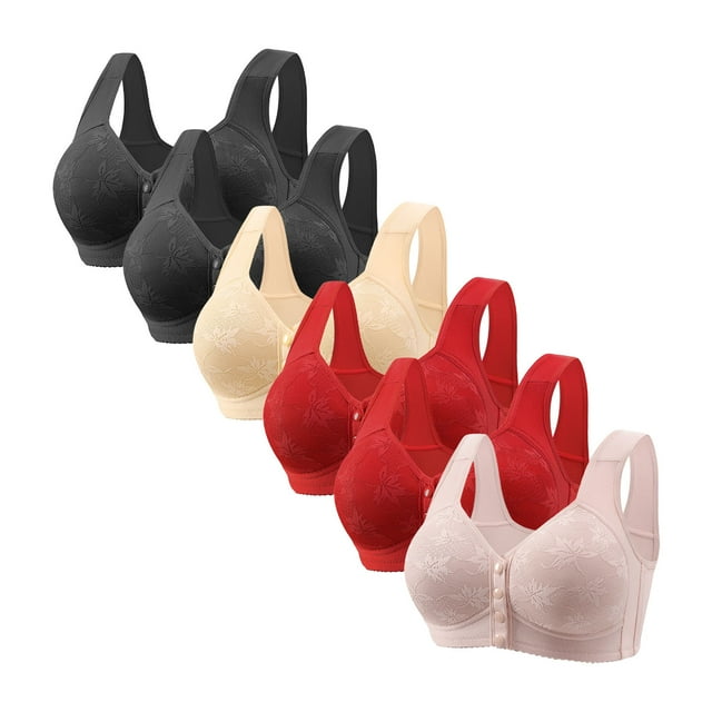 biudgviw Front Closure Bras for Women 6 Pc Plus Size Wireless Support Full Coverage Lace Bralettes Comfort Everyday Bras