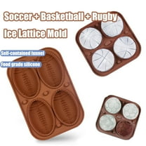 Ice Cube Trays, Silicone Mold, BPA Free, Stackable Flexible Silicone Silicone Sphere Whiskey Ball Maker with Lids Cube Trays for Cocktails & Bourbon Football, Basket Ball, Rugby