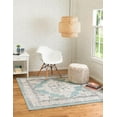 thumbnail image 3 of Unique Loom Parker Collection Area Rug - Merakli (4' Square Aqua/Beige), 3 of 12