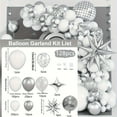 thumbnail image 2 of 128pcs White & Silvery Balloon Garland Arch Set - 22" 4D Disco & Exploding Star Foil Balloons, Perfect for Engagement Weddings, Birthday Parties, Valentine'S Day, Bachelorette Parties, And New Year, 2 of 6