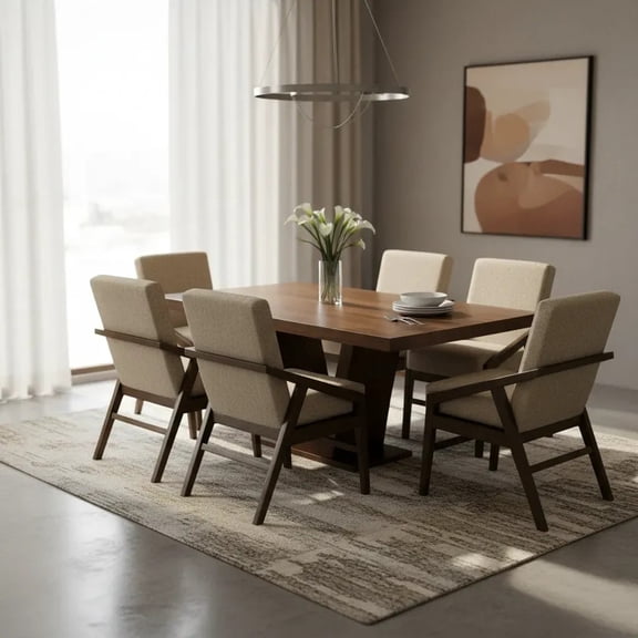 Set de Comedor Denver 6 Sillas SALVANTO 160x100 cm Mdf UV Color Parota