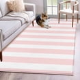 thumbnail image 2 of Pink Striped Large Area Rugs for Bedroom Living Room, Soft Non Slip Carpet Bedside Rug, Modern Farmhouse Pink White Stripes Rectangular Floor Cover Kitchen Accent Rug 3'x5' for Dining Room/Office, 2 of 9