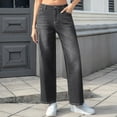 thumbnail image 2 of Straight Leg Jeans for Women Stretch Wide Leg High-Waisted Denim Trouser Versatile Long Jeans Black XL, 2 of 9