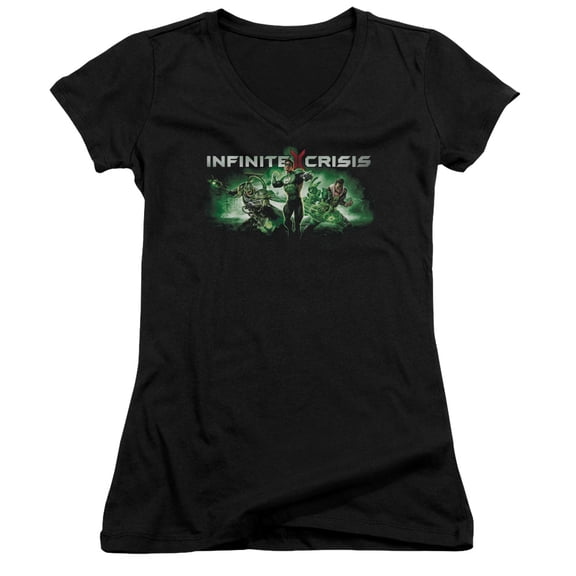 Infinite Crisis Ic Green Junior Women's T-Shirt V-Neck Black