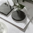 thumbnail image 4 of Slate Stone Coasters Round Black Natural Edge Stone Drink Coasters with Steel Stand for Bar and Home, 4 of 7