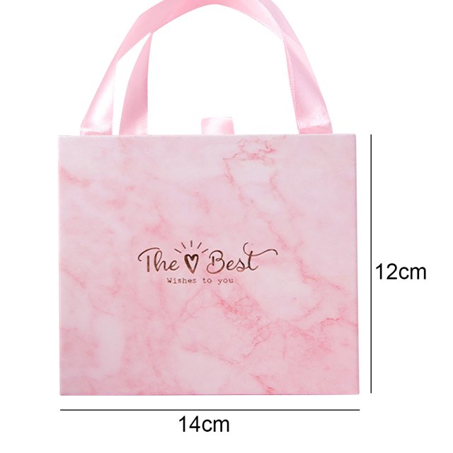 kit para hacer pulseras likrtyny 85 piezas colorido estuche de regalo rosa con asas y acabado marmoleado, paquete importado multicolor; bolsa mostrada mide 14 cm x 12 cm, ideal para manualidades infantiles y como opción de regalo familiar.
