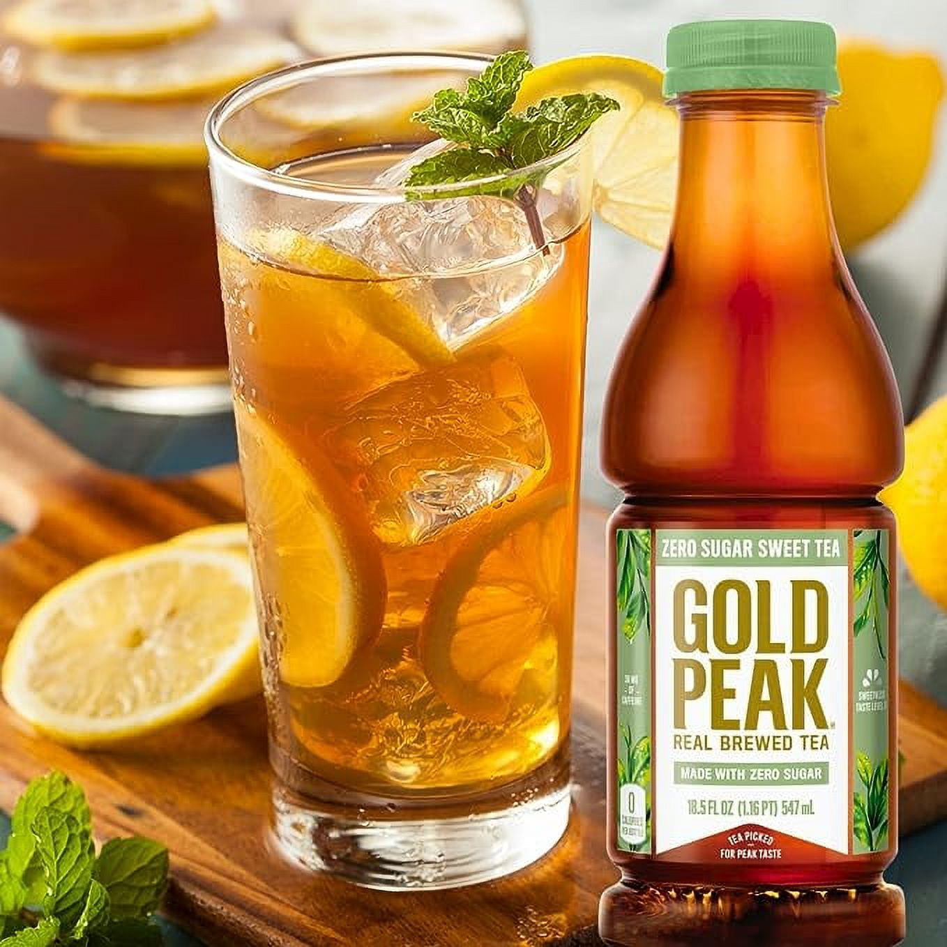Gold Peak 18.5 Ounce 12 Pack Tea Bundled by Louisiana Pantry (Zero Sugar Sweet)