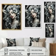 thumbnail image 4 of Designart "Black and White Cubist Woman Portrait III" Fashion Canvas Wall Art - Glam Black Woman Living Room Canvas Art, 4 of 6