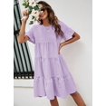 thumbnail image 6 of Mauve Purple Tiered Flounce Sleeve Smock Dress With Ruffled Hem, 6 of 6
