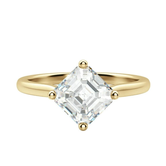 1 ct Asscher cut Lab Grown Diamond  Engagement Ring 14k Yellow Gold All Size