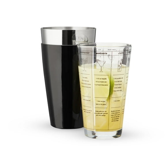 True Boston Shaker with Cocktail Recipes, Home Bar 26 oz and 14 oz Set of 2