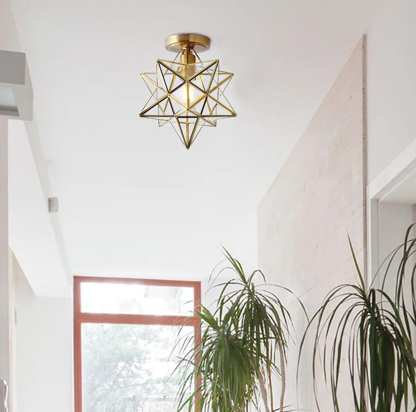 Aiwen Stylish Geometric Novelty Semi Flush Mount Ceiling Lamp Modern Star-Like Light Fixture
