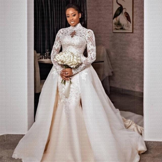 Neck Arabic Bridal Dress 